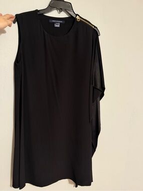 French Connection Black One-Shoulder Drape Dress with Zip Detail